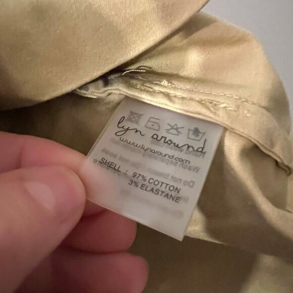 Lyn Around Yellow Tan Large Collared Sleeveless Tiger Embroidered Dress Size 4 - Picture 9 of 16